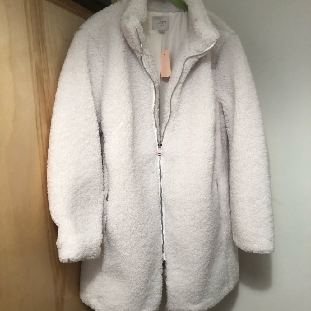 NWT LOFT funnel neck zip up teddy bear jacket - Picture 5 of 9